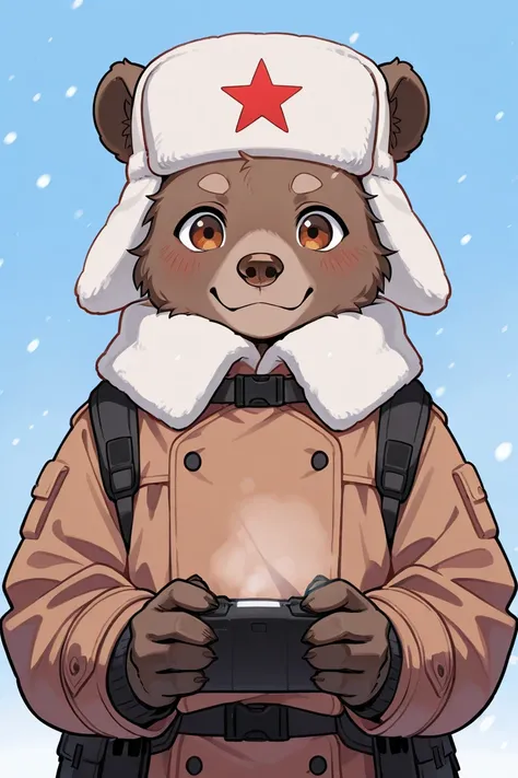 brown bear,Red Star , cute ,Ushanka