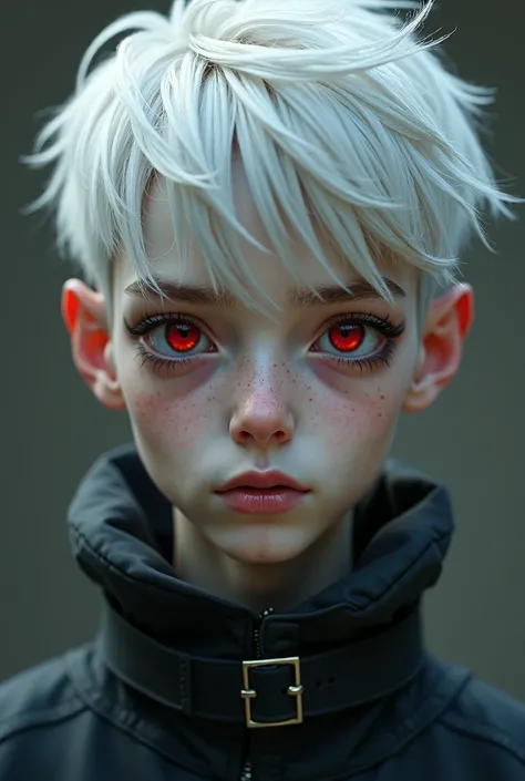 Man young white hair red eyes