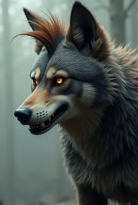 Face werewolf haircut with very little gradient looking at the side in v