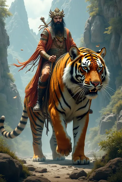 Seorg man was riding a tiger