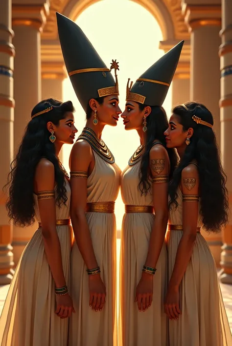 Nefertiti and Ehnaton as a family with all their daughters