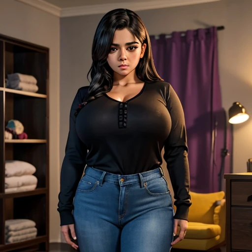 Dark nightmarish movie style, a petite cute shy innocent slightly chubby with monstously huge fat size breasts Mexican nerdy emo teen, short volumetric hair, beautiful detailed brown eyes, cutely detailed lips, super cute highly detailed eyes and face, rou...