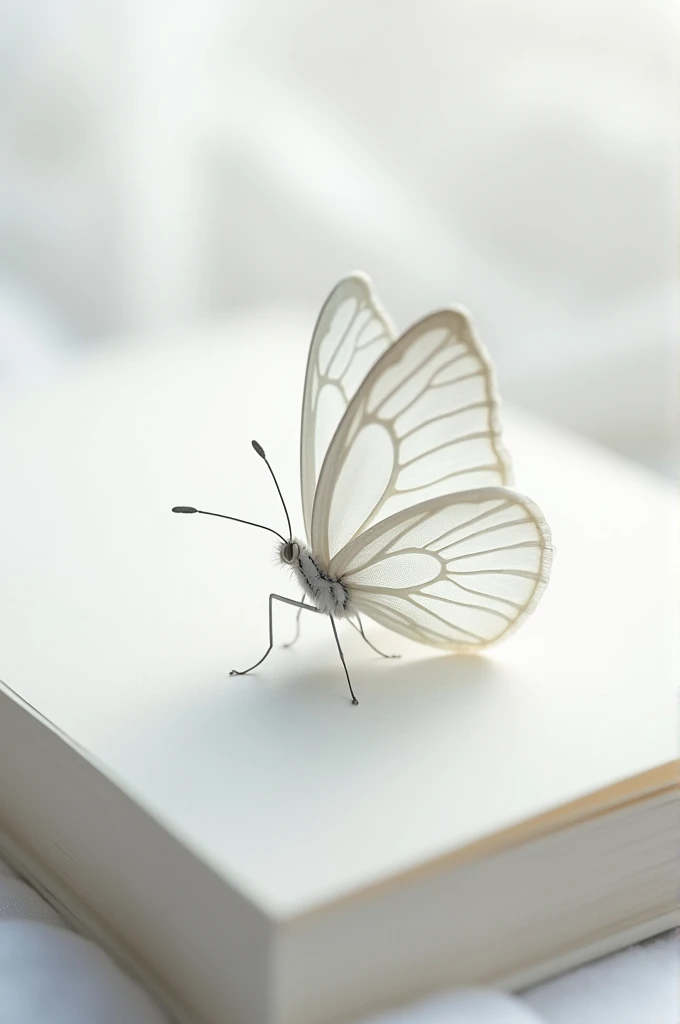 un papillon blanc sur page blanche 