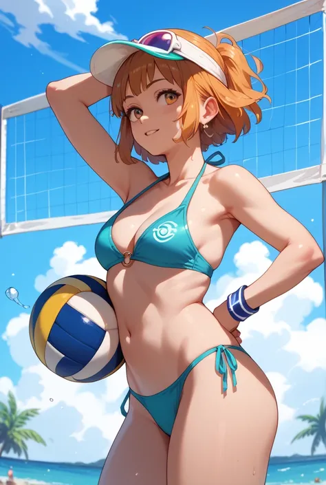 A niko anime girl playing bikini volleyball 