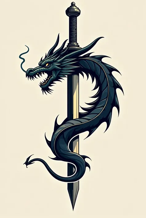 Make a dragon logo that is not too big but cool, a dragon mixed with a sword for a clothing design.