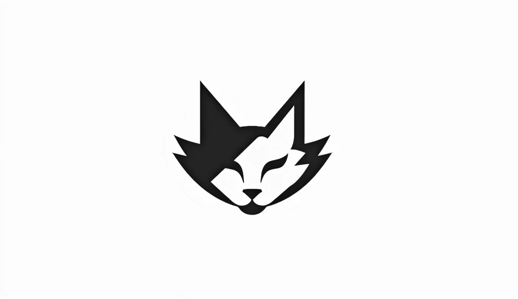 A modern cat logo design featuring the angular outline of a cats face, its sharp ears and whiskers prominently displayed, paired with bold sans-serif typography, all in monochrome on a bright white background for a sleek and contemporary aesthetic.  