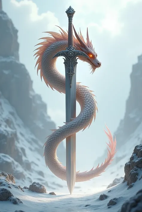 The dragon that merges with the sword and its background Love is white 