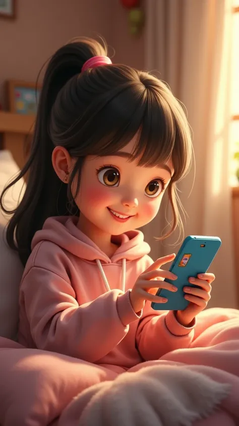 girl playing mobile game