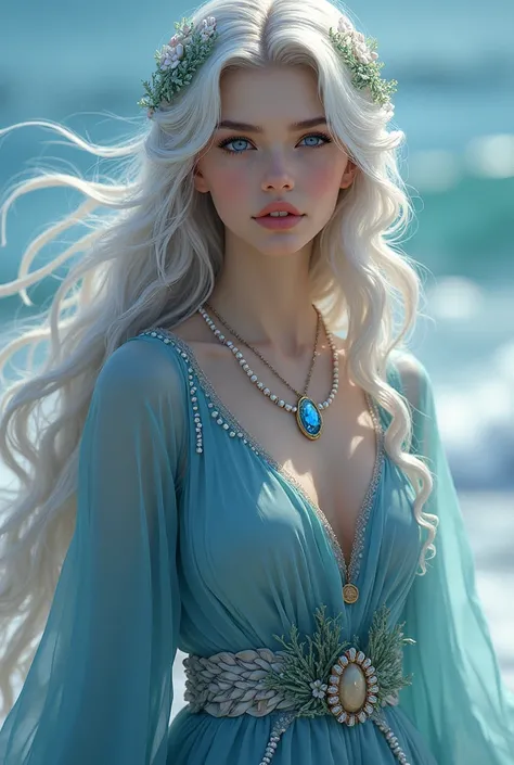 Appearance: Flowing silver hair that shimmers like moonlight, striking azure eyes, and an ethereal beauty.

Personality: Gentle, wise, and compassionate, with a strong sense of justice and a calm demeanor.

Clothing: An elegant tunic that glistens like the...