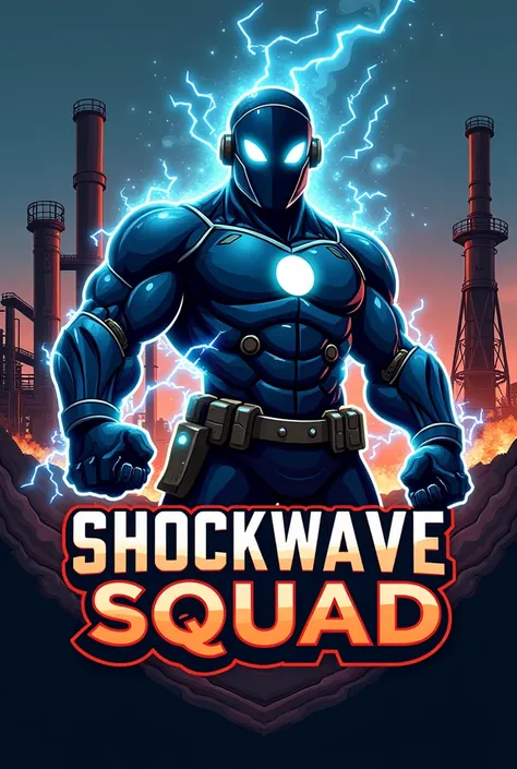 a soccer team logo of a steel mill electrical maintenance department named " Shockwave Squad"