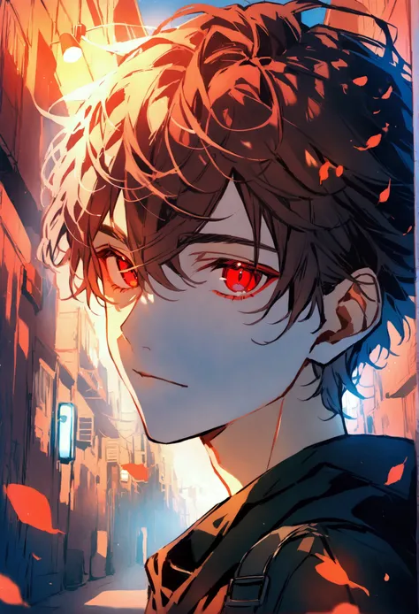 Boy with red eyes and cool background 