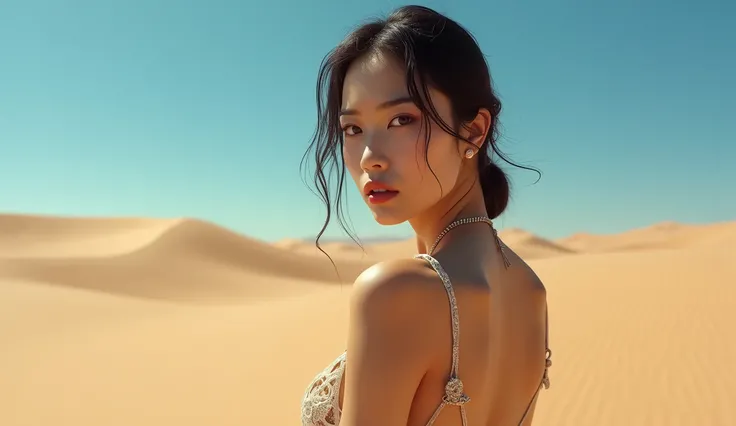 Asian Sexy female Context in the desert
