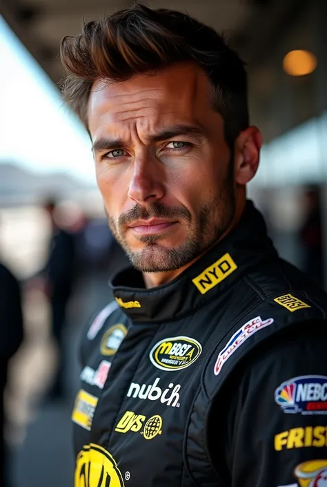 Create a glamour photo of a NASCAR racing driver