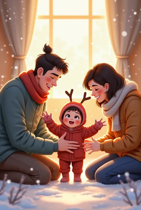 ren play during the winter break with their parents