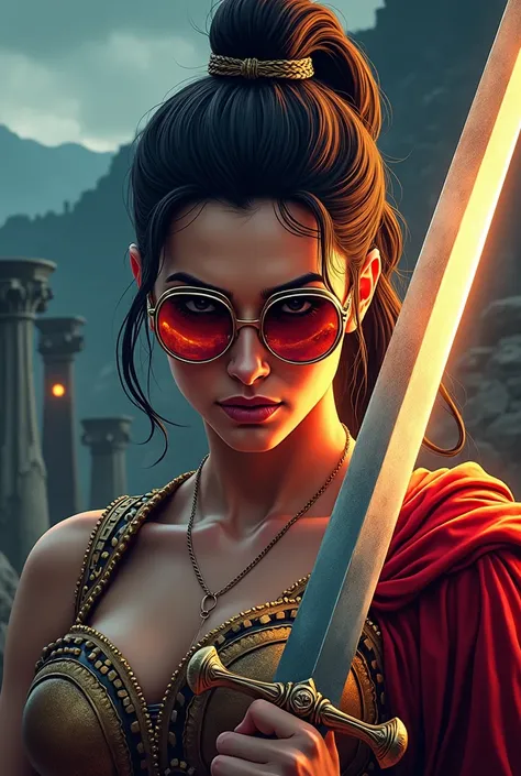 Another poster of a Roman female warrior wearing sunglasses with the words ZANA DAO