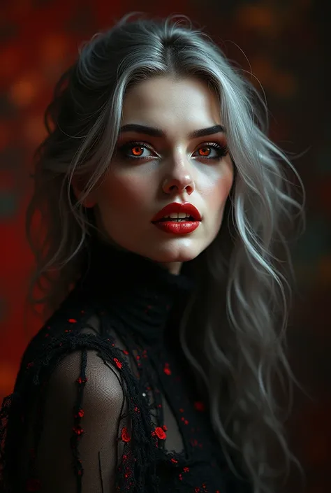 a gorgeous vampire woman, intricate marble texture, black red gold colors, highly detailed, abstract, BY Anne Bachelier, cinematic lighting, chiaroscuro, dramatic shadows, atmospheric, ethereal, surreal, marble material, flawless skin, piercing eyes, orang...