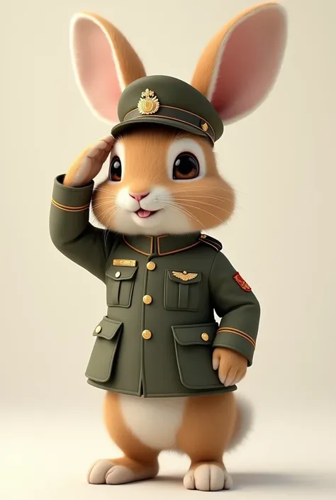 Create 10 images of a cute rabbit with the rank of a sergeant doing the military salute