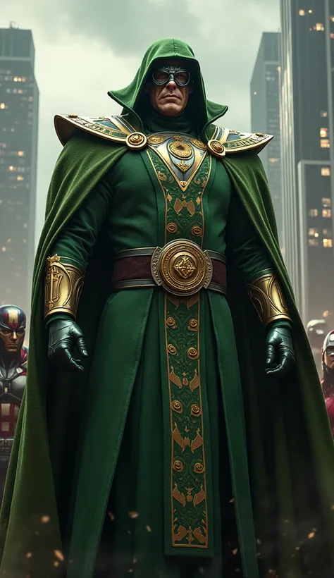 Dr. Doom wearing his dress.  4k.  HD Ultra.  Fight against avenger 