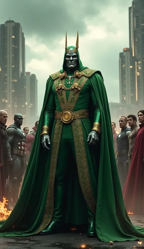 Dr. Doom wearing his dress.  4k.  HD Ultra.  Fight against avenger 