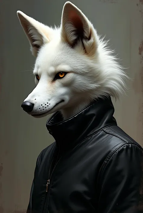  painting of a man in a black uniform with a white wolf mask, a portrait of a character inspired by Victor Mosquera,  pixiv contest winner , hairy art, an  anthropomorphic cyberpunk fox,  anthropomorphic wolf, an  anthropomorphic wolf, !!! anthropomorphic!...