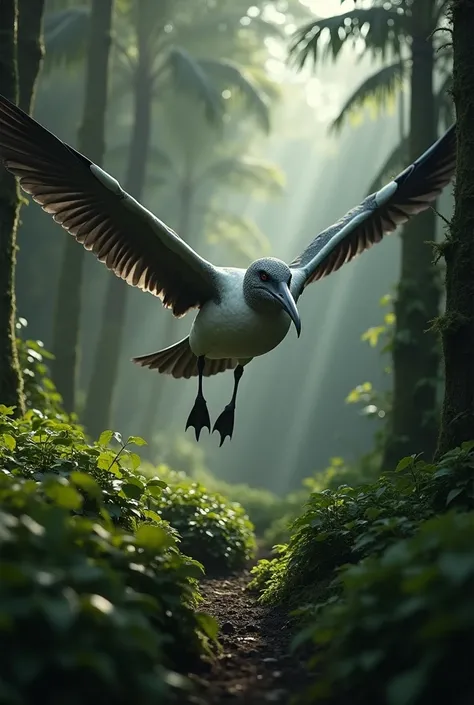 real image of a Grey-headed Albatross so fast like escape from something is fast look like angry in the forest