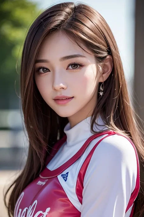  top quality,   Penis masterpiece  ,  1 beautiful and beautiful woman  ,   cheerleader,  pink latex uniform, Cheering  , face-closeup、
Huge 、    long brown hair  、Sparkling,   oily skin  、 growing skin、  white skin、Flying debris,  top quality,   realistic ...