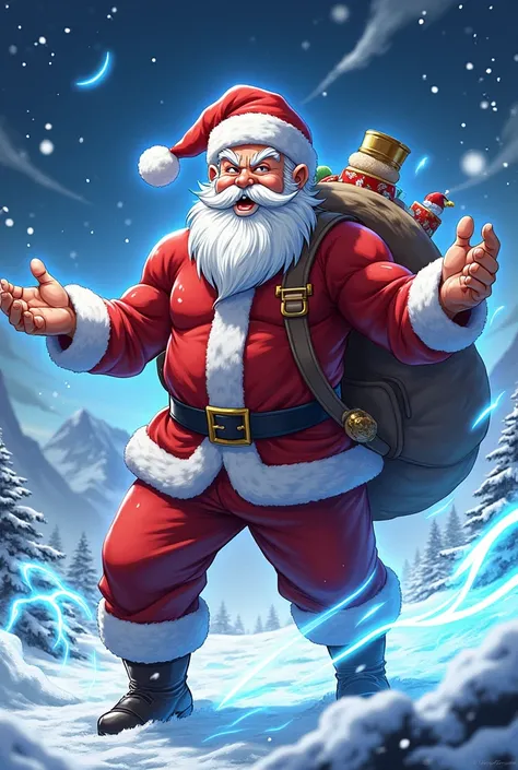 a dragonball style image of santa claus