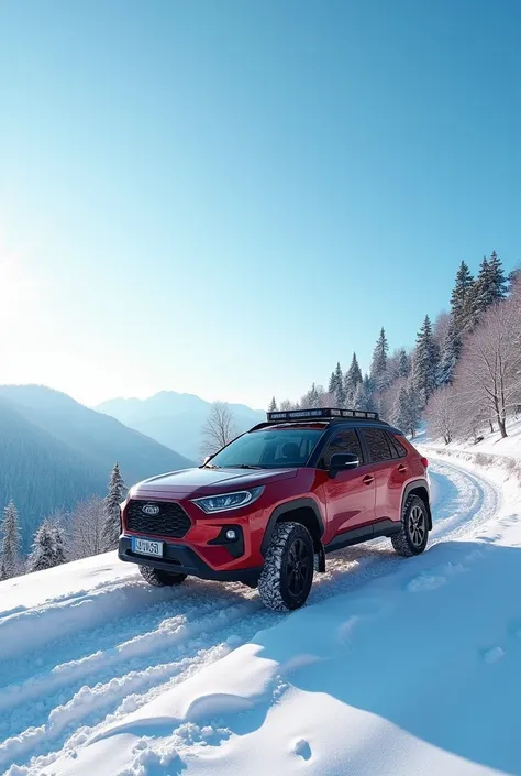 arafed suv parked on a snowy hill with a blue sky, 🤬 🤮 💕 🎀, not cropped, header text”, scanned 2400 dpi, full width, by Gusztáv Kelety, f5.6, shot on sony a 7, cgscoiety, by Zoran Mušič