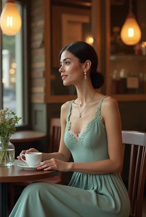 Woman wearing cafe dress