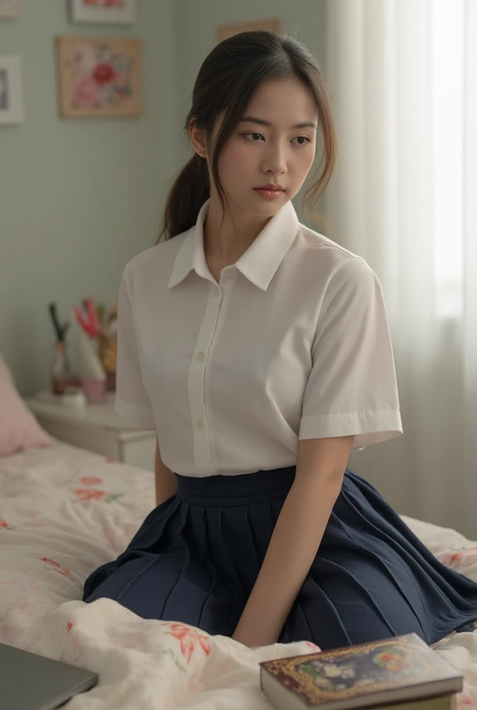  Thai Women,  student uniform, bedroom