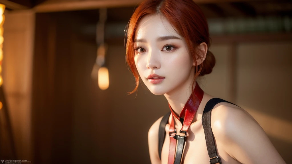 Ultra-realistic, Highly detailed, High resolution 16k human skin. Skin texture must be natural, With such detail that pores can be finely identified. Skin should look healthy, Use natural light and color, (face up), (korean idol), (asian woman), (red hair)...