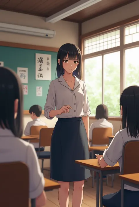 japanese woman teaching in the class room