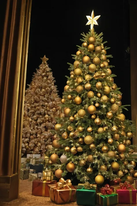  A nuclear explosion in the shape of a Christmas tree. Golden your .  Professional photo from National Geographic . Christmas balls. Christmas lights. Christmas star