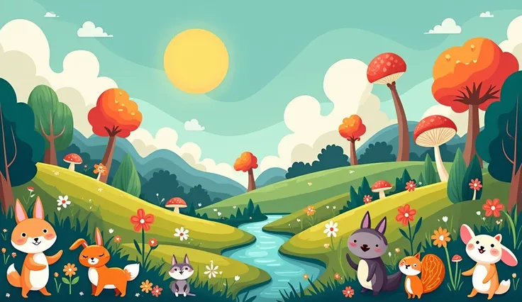 Cartoonic land for animal background 