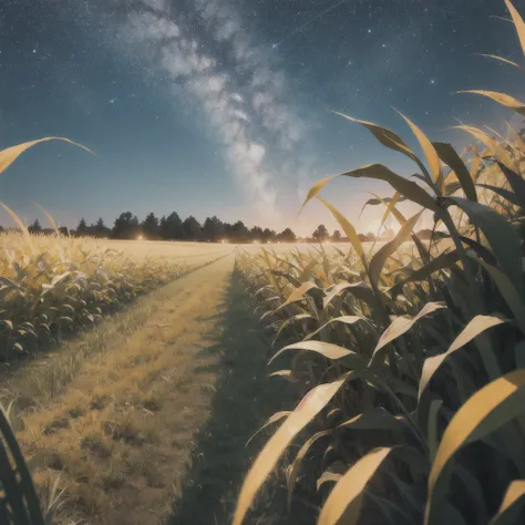 Its night, A cornfield 