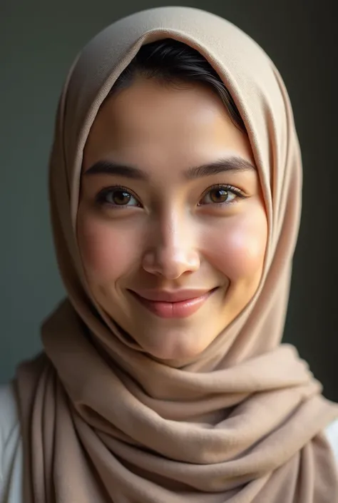 high quality picture, woman with hijab, beautiful face, beautiful smile, luminous lighting, realisitic face and skin texture