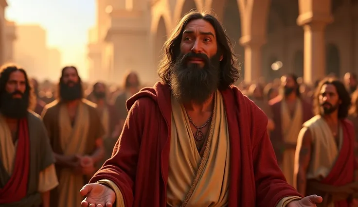 prophet isaiah, 600 years before Christ , In the middle of a crowd,  announces the birth of Jesus , Sena comes to life ,  with Pixar animation magic.