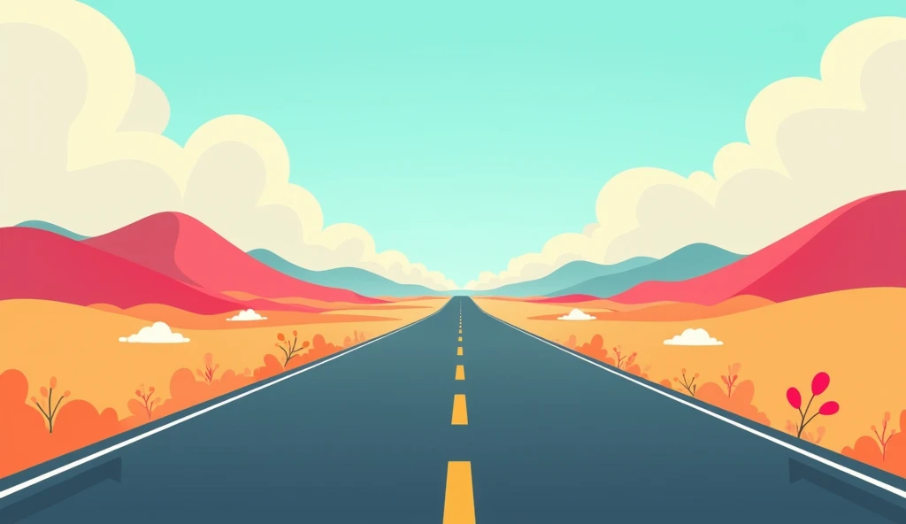 Empty straight horizontal road cartoonic