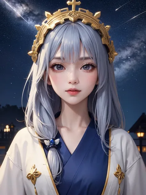 masterpiece， top quality ，8k， detailed skin texture showing the cathedral， detailed cloth texture， beautifully detailed face ， complicated details， super detailed ，Rei Ayanamiの肖像，Gray Hair，Red colored eyes， black headgear on the head,Pixieカット，Shining Skin ...