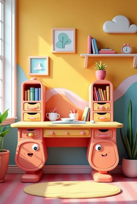 s desk with cartoon design 