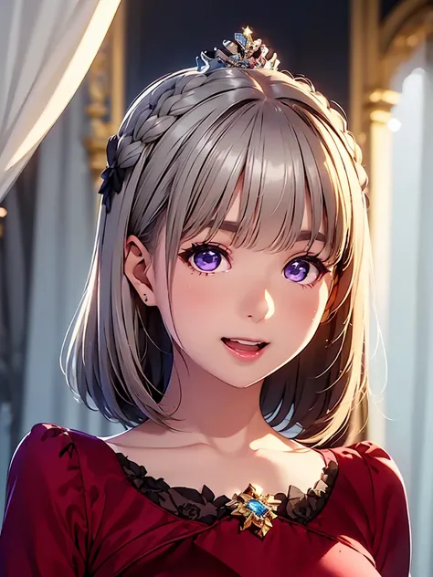     High Definition  ,In 8K,  top quality  ,  Details, semi-realistic anime , D-anime style ,  Smooth Anime CG  ,  One Girl ,  19-year-old Japanese woman on a luxury liner  , (( beauty)), (( Put a Silver Crown on Your Head )), slim,modeling,(( antique)),((...