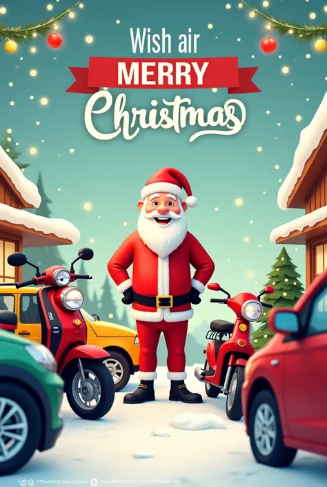 Second hand bike and car selling company chrismas wishing poster