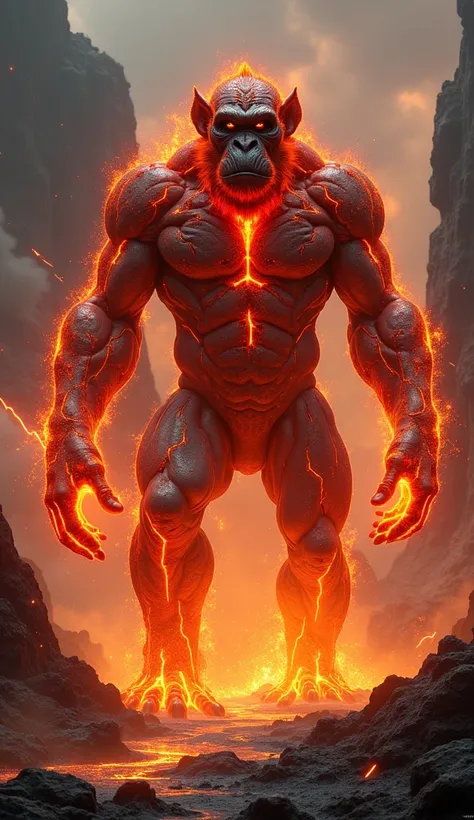 A monkey that consists of lava As realistic as possible. 8 k. HD