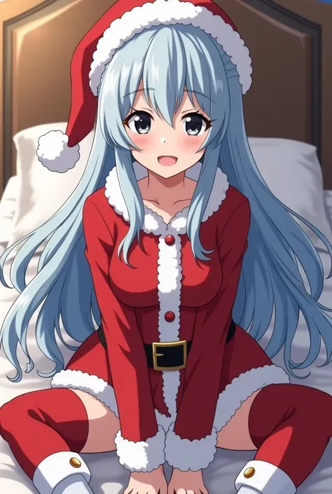  My Hero Academia screenshot 
Young woman with long hair
 loose hair 
, white and blue, with black eyes tufted 
attractive, pretty, beautiful 
dressed as santa claus sexy
Sitting in a bed
 
 
full body
Anime
Study Bonuses  