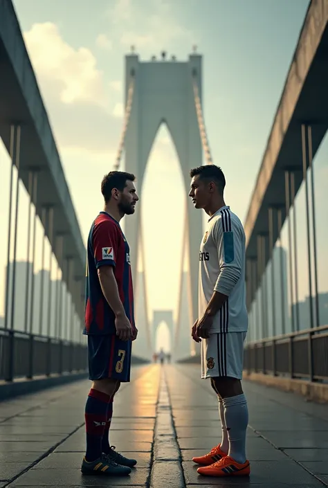 I want Messi with Ronaldo over a bridge