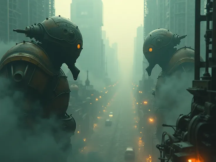 dieselpunk,   (atmospheric volumetric fog:1.1), (masterpiece:1.4) (illustration:1.2) (best quality:1.4) (8k) (HDR) (wallpaper) (cinematic lighting) (sharp focus) (intricate)