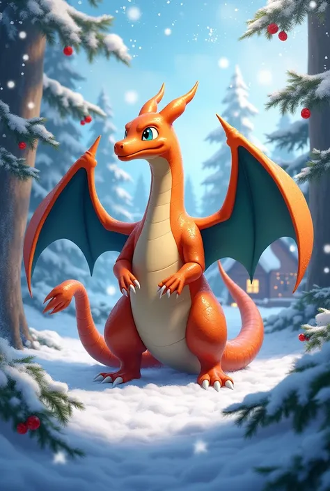 Christmas snow pokemon charizard