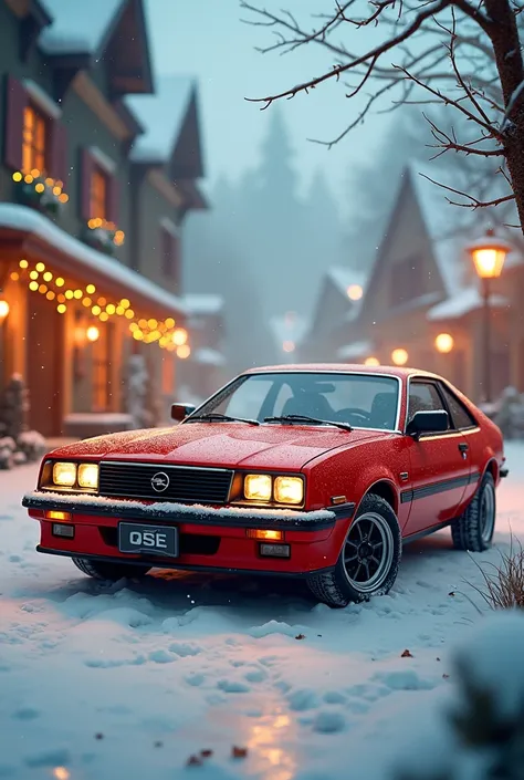 Christmas card with a 1983 Opel Monza GSE