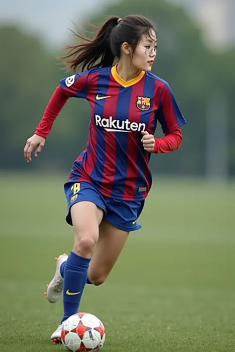   A scene where Lee Soo-min played an active role as a soccer player at Barcelona FC,   Im 168 cm tall and 59 kg .  She has a thin body .  and her breasts are very big .  so her body is thin, but her breasts are big .. Even though she is very small, she lo...