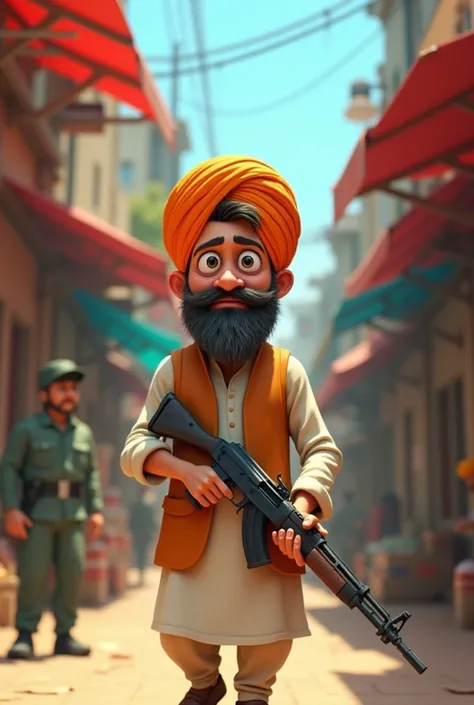 A Punjabi traded a Kalashnikov in Peshawar And if it is to be delivered home then 1 lakh...3d cartoon 3d animated 
